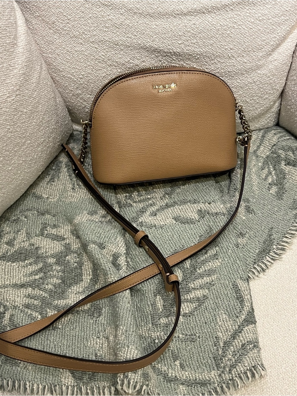 kate spade Tan Pebbled Leather Dome Crossbody